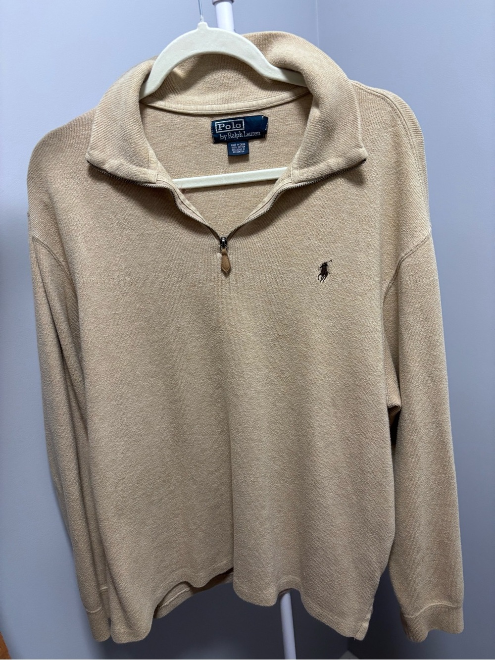 Men’s Polo Ralph Lauren Beige Quarter-Zip Sweater